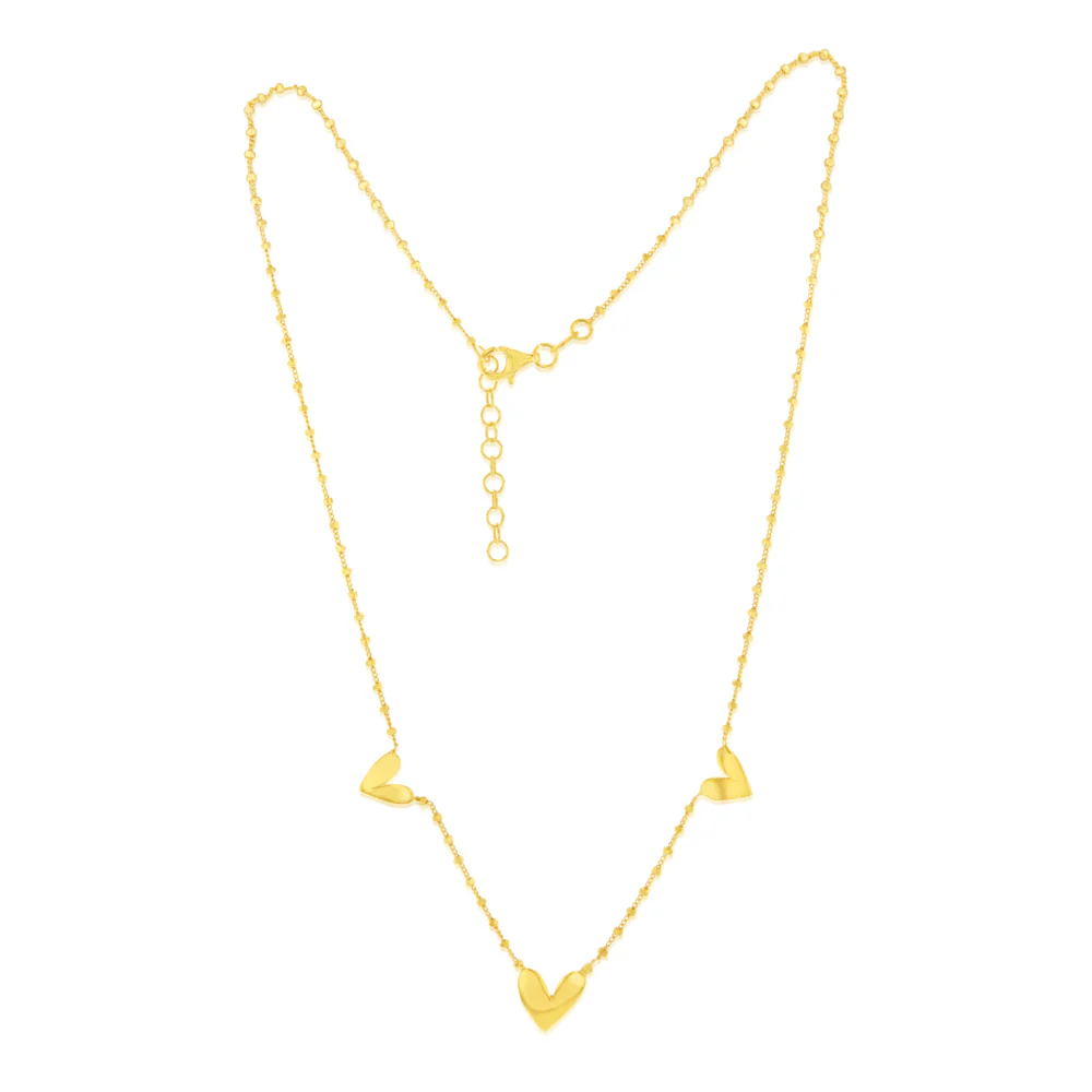 Sterling Silver Gold Plated Heart Charm 45cm Chain