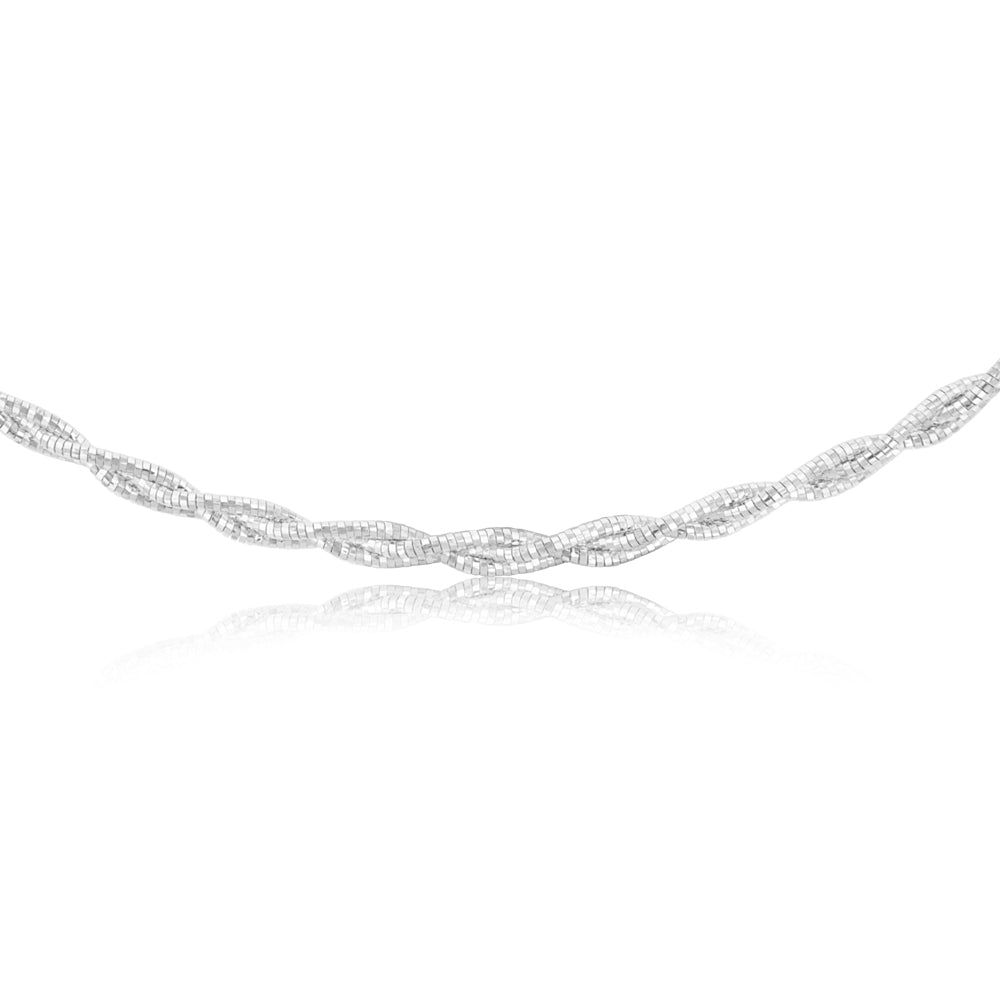 Sterling Silver Rhodium Plated Fancy Braided 42+3cm Chain - Image 2