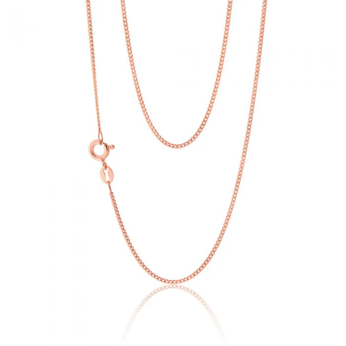 Sterling Silver Rose Plated 45cm Curb Dicut Chain