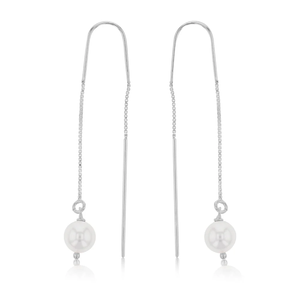 Sterling Silver Single Pearl Threader Earring