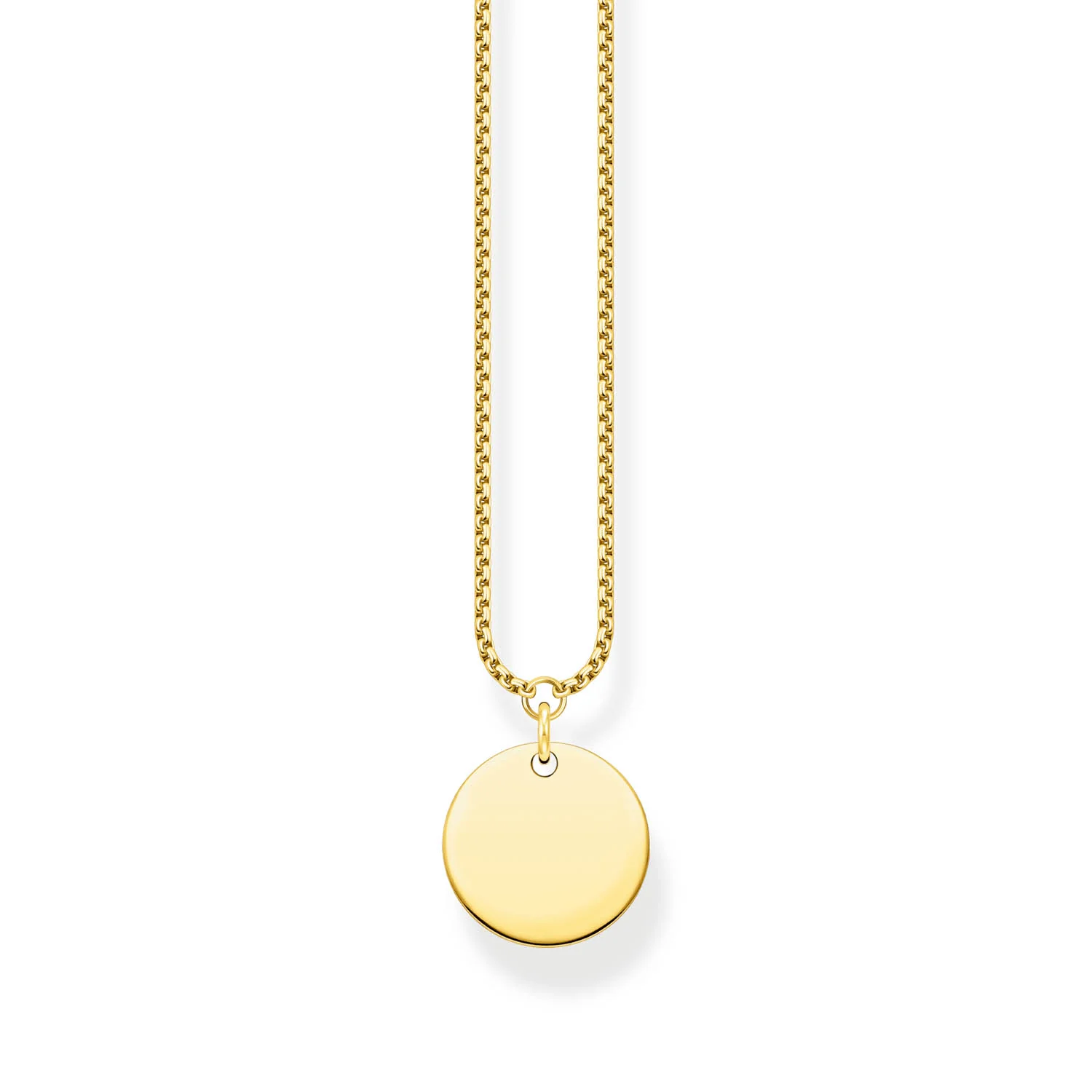 Thomas Sabo Engrav Yellow Gold Plated Sterling Silver Single Disc 40-45cm Chain