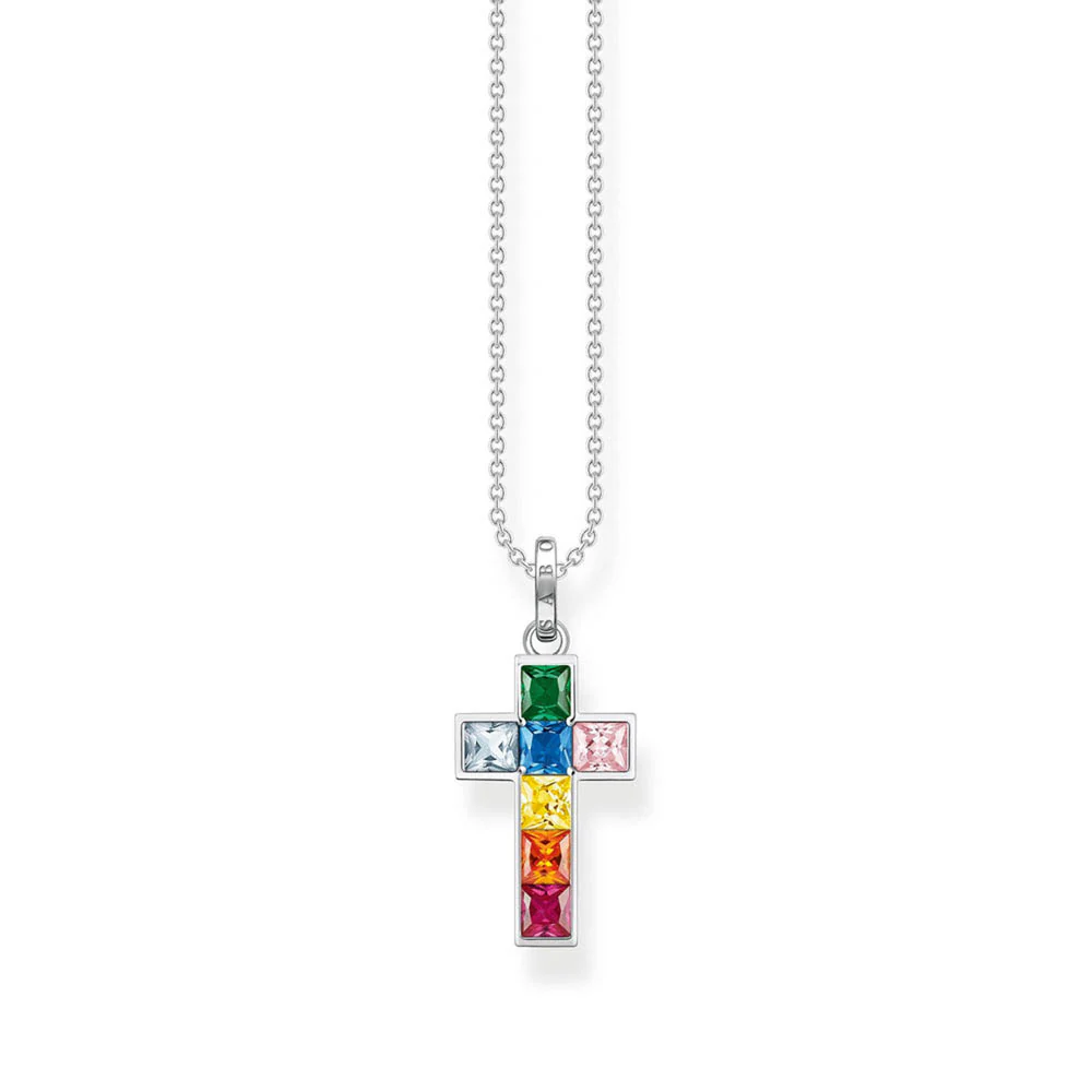 Thomas Sabo Sterling Silver Rainbow Heritage Cross On 40-45cm Chain
