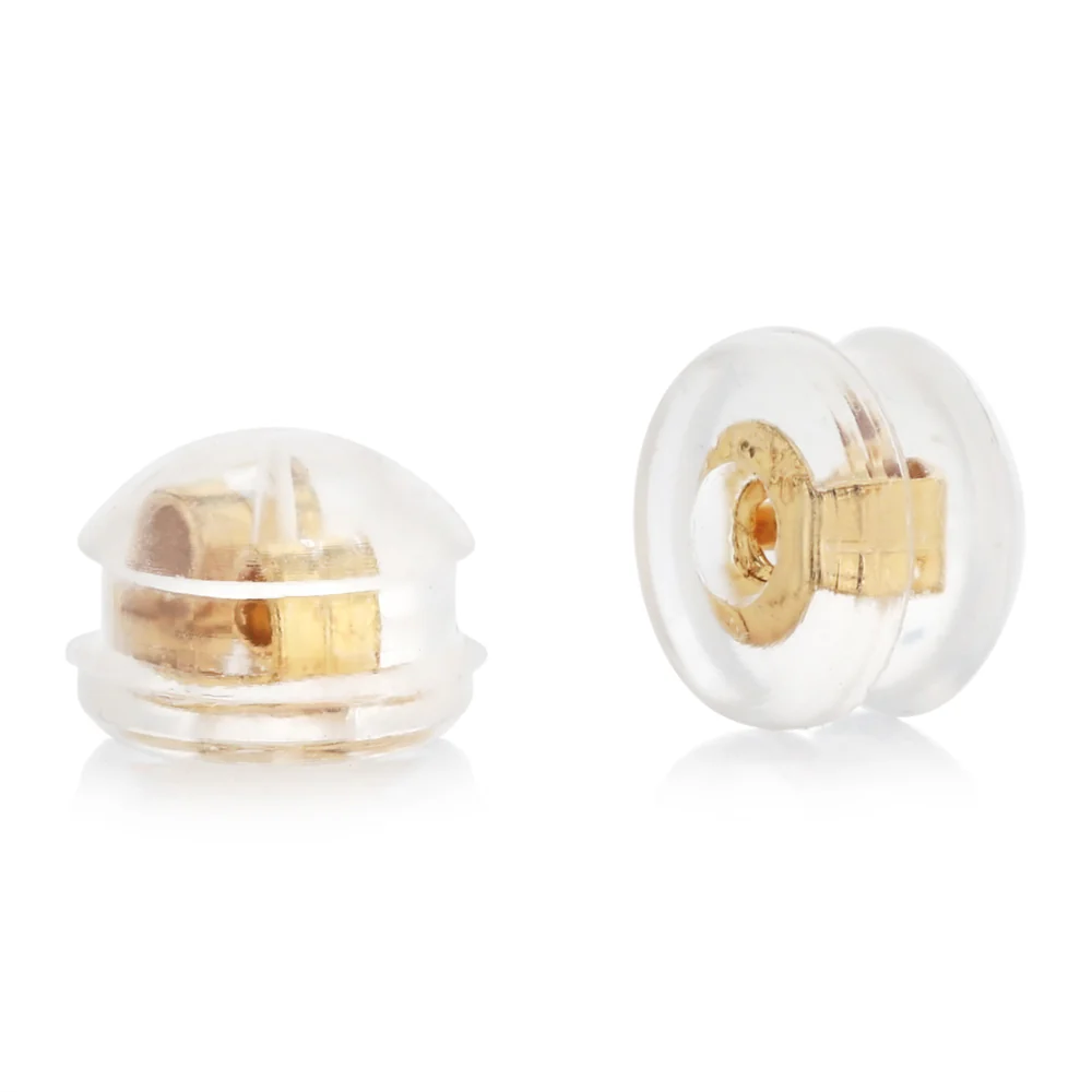 Two Pair Silicone Earring Backs in 9ct Yellow Gold